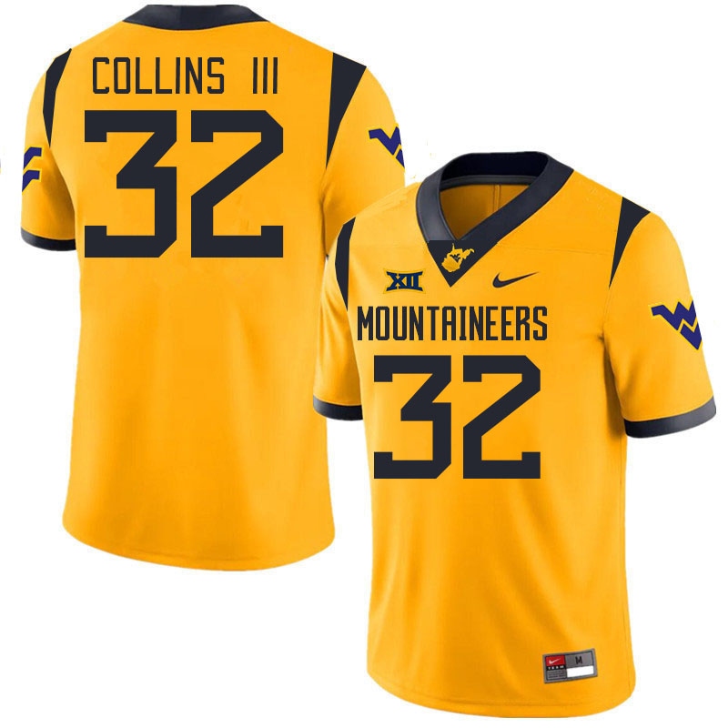 #32 Raleigh Collins III West Virginia Mountaineers College 2024 New Uniforms Football Jerseys Stitched Sale-Gold